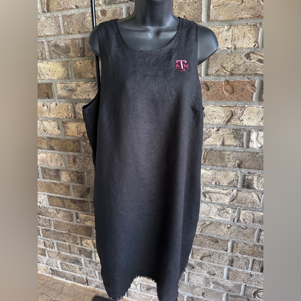 Tommy Bahama Black Aggies ATM Two Palms Linen Sleeveless Short Dress Size Large